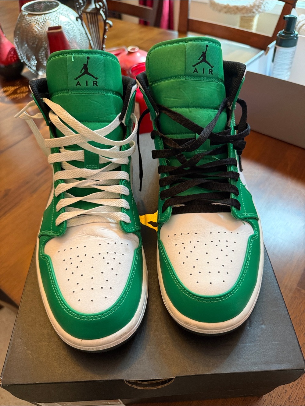 Jordan Men's High-Top Sneakers in Green and White